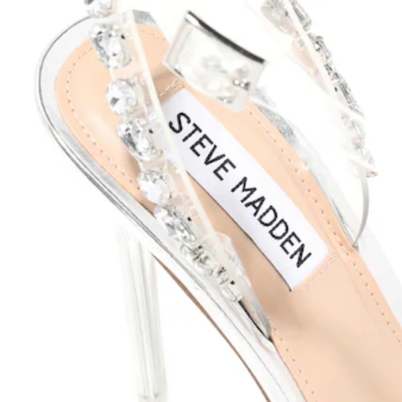 🥳SOLD🥳Steve Madden Vary clear embellished Slingback Pump Shoes - Picture 9 of 14